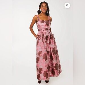 Abbey Glass Victoria Gown in Blush Pansy Vine Organza
